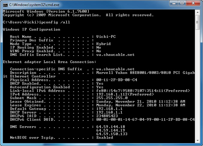 7.4.1.11 Lab – Configure a NIC to Use DHCP in Windows Answers 06
